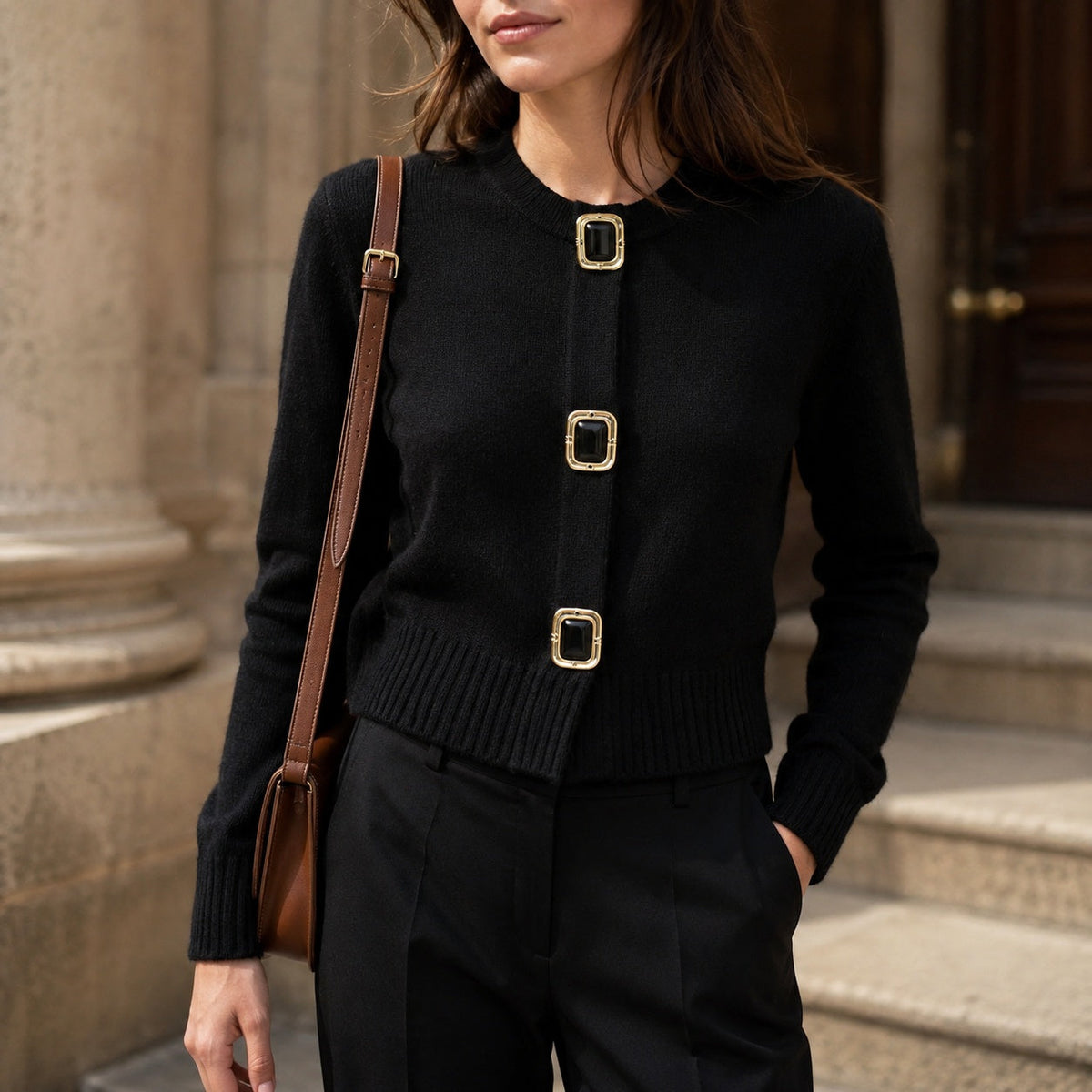Gemma Jewel-Button Cardigan